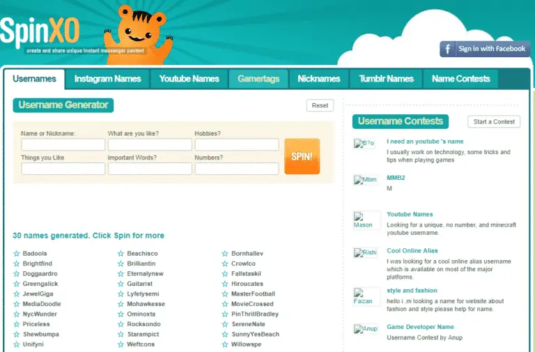 Spin xo генератор ников